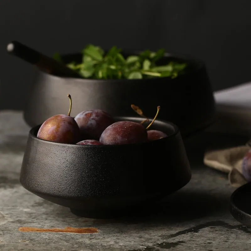 Black Modern Ceramic High Bowl